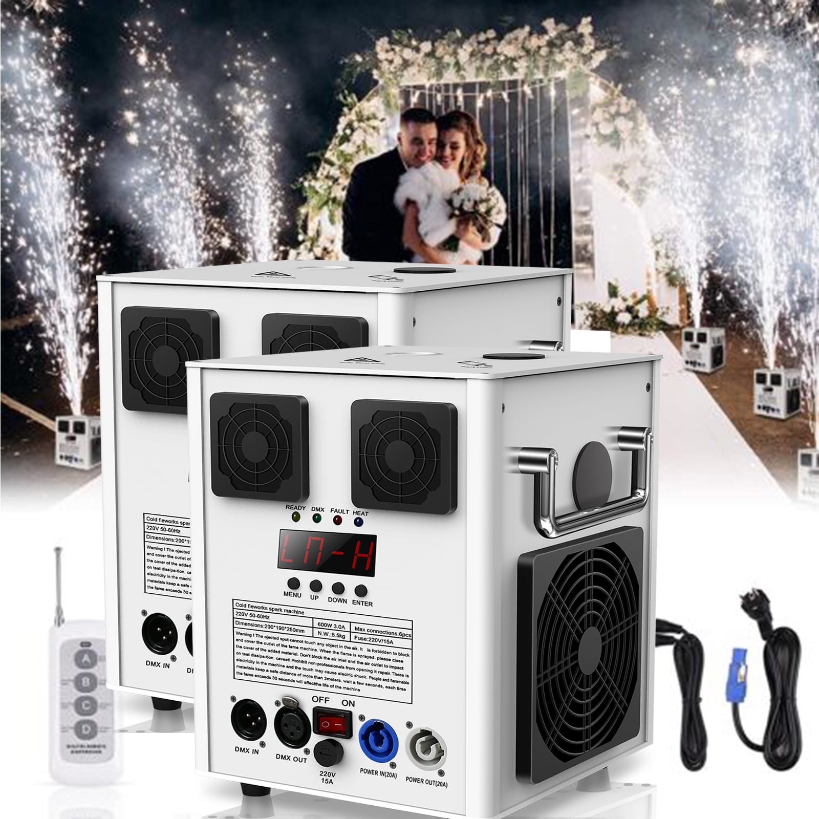 Cold Spark Dmx Macchina Pirotecnica A Freddo D-MX - Effetto Scintille Bianche Per Feste, Matrimoni, Eventi, 530W Cold Spark Machine - Foto 5