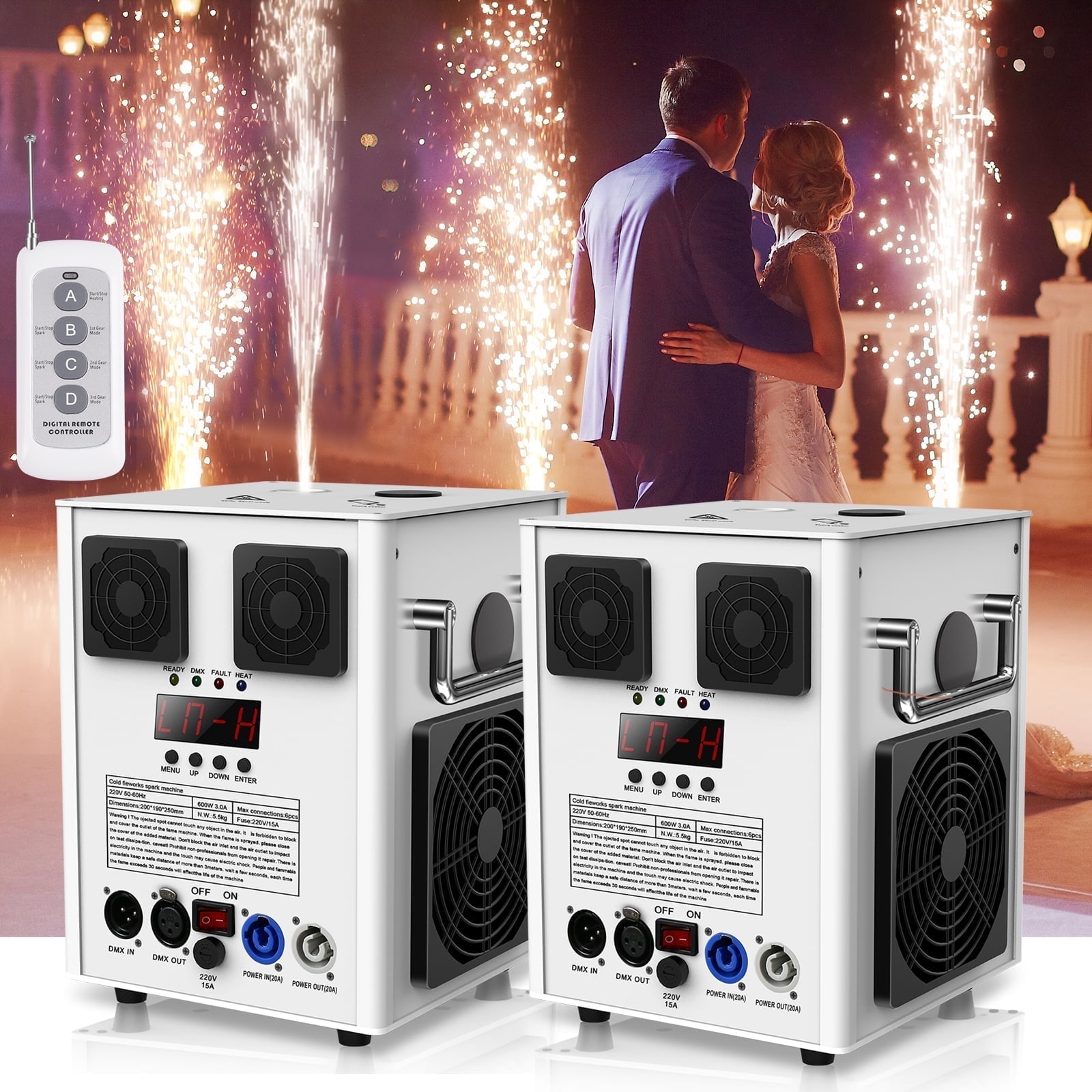 JAJALUYA Cold Spark Machine 2-Pack, 5-8.2 ft Adjustable