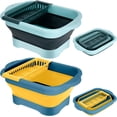 thumbnail image 1 of 2Pack Collapsible Dish Basin with Drain Plug and Portable Sink, 11L(2.91 Gallon) Collapsible Bucket with Sink, Foldable Wash Basin for Station Campin/Camping/Rv/Kitchen (Green and Yellow), 1 of 7