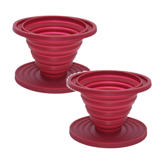 2Pack Collapsible Silicone Coffee Filter Filter Cups Can Be Recycled Using Red Reusable Silicone Coffee Filter Holder Glass&Bottle Home Decor
