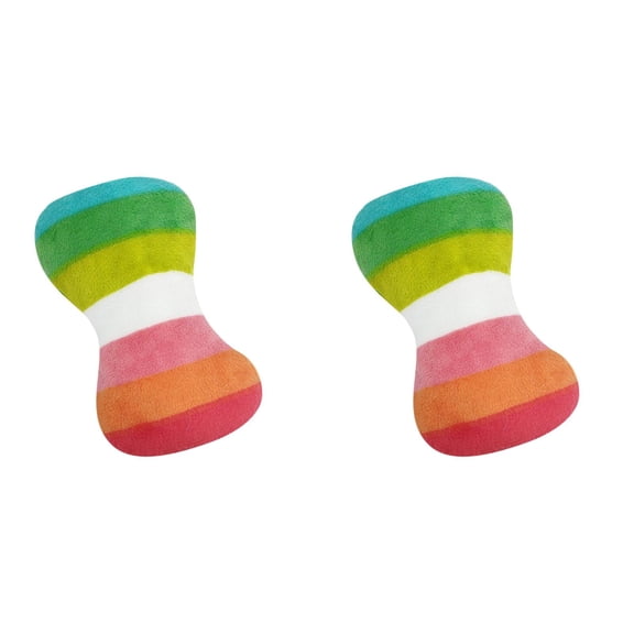 2Pack Colorful Dog Plush Vocal Toy Rainbow Dogs Bone-Shape Chewing Toy Pet Supplies for Pet Playing Use Adorable Quality and Practical Attractive and Professional Dog Chew Toys