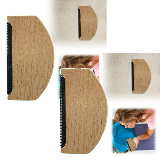 2Pack Comb Sweater Shaver Wool Comb Wooden Pilling Remover Fuzz Fabric Lint Remover Manual Portable Clothing Brush Tool For De Pilling Clothing Garments Knits Scarves Wool Coats Home Textile Storage