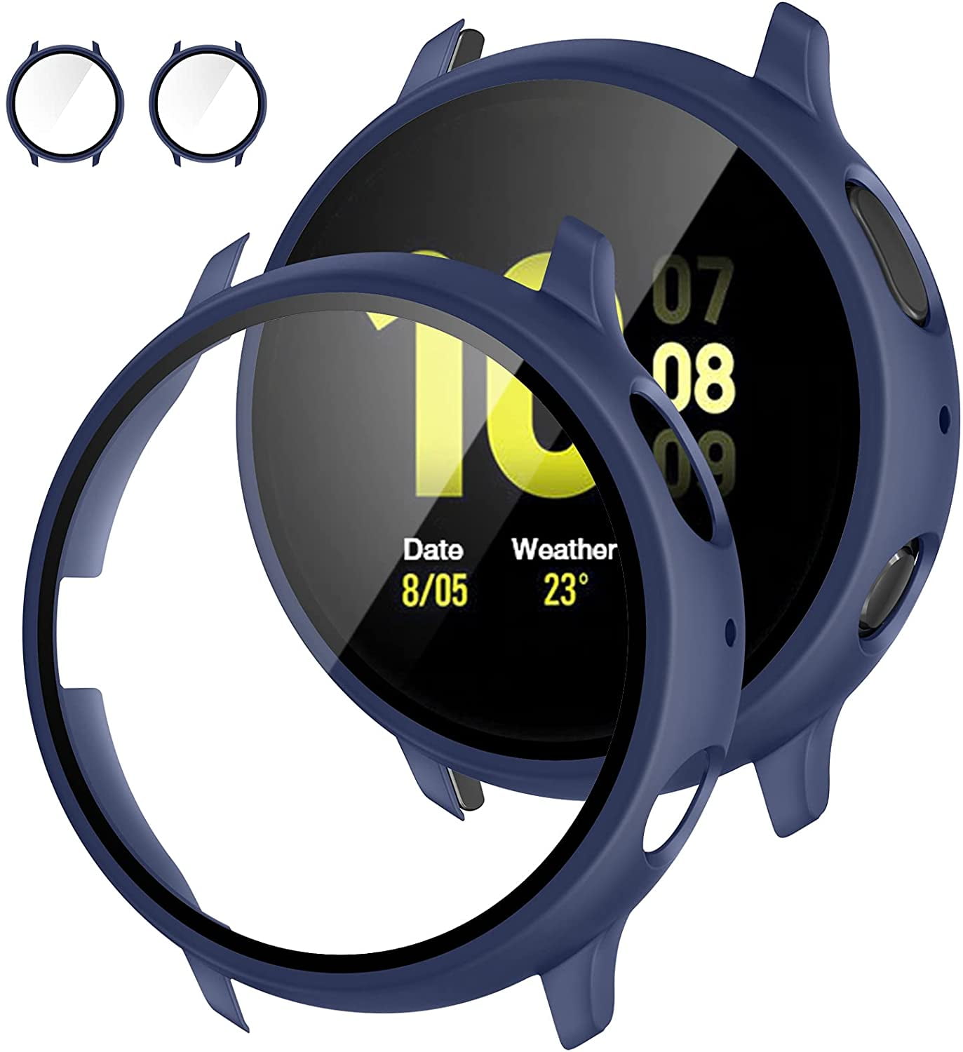 2Pack Compatible with Samsung Galaxy Watch Active 2 Screen Protector Case 44mm Bumper Full Around Cover for Samsung Galaxy Watch Active2 44 44mm Blue Walmart