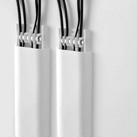 2Pack Cord Cover, Strong Self-Adhesive, Impact, Floor/Wall Cable Protector, Protect Wires & Prevent Cable Trips, Cable Management Solution White