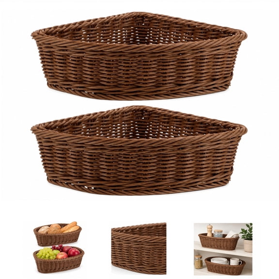 2Pack Corner Storage Baskets, Stackable Wardrobe Organizer Bins, Triangular Shelf Storage Basket Set for Cabinet, Closet, Kitchen and Bathroom Essentials
