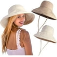 thumbnail image 1 of 2Pack Cotton Women Sun Hats, Wide Brim Sun Hats with Metal Wired Edge, Women's Bucket Hat Summer Beach Cap, 1 of 7