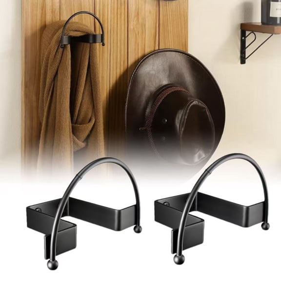 2Pack Cowboy Hat Rack Wall Mount, Cowboy Hat Holder Hat Hooks for Wall, Wide Brim Western Hat Hanger Organizer for Baseball Caps, Non-Damage Brim Design, Wall Western Rack Home Decor