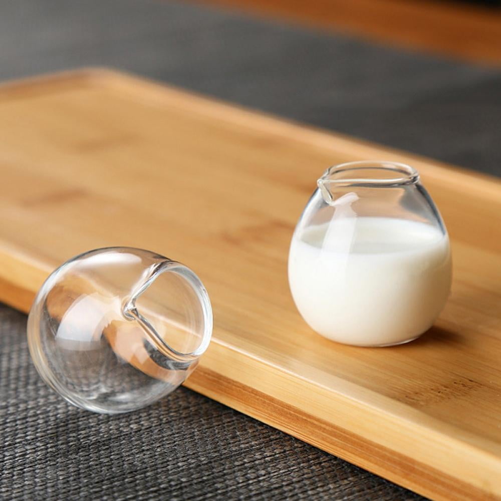 2Pack Cream Jugs, Mini Creamer Pitcher, Clear Classic Creamers for Coffee, Tea, Milk, Jam, Sauces