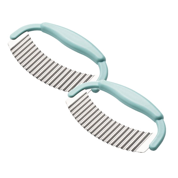2Pack Crinkle Cutter Potato Cutter French Fry Crinkle Cutter Stainless Steel Crinkle Cutter For Veggies Fruit Potato Soap Fries Pickle Cutter Home Decor