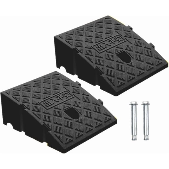 2Pack Curb Ramp Black Color, Portable Lightweight Heavy Duty Plastic Driveway Curb Ramps for Low , Ramp,Curb Ramps (4.33 inch High)