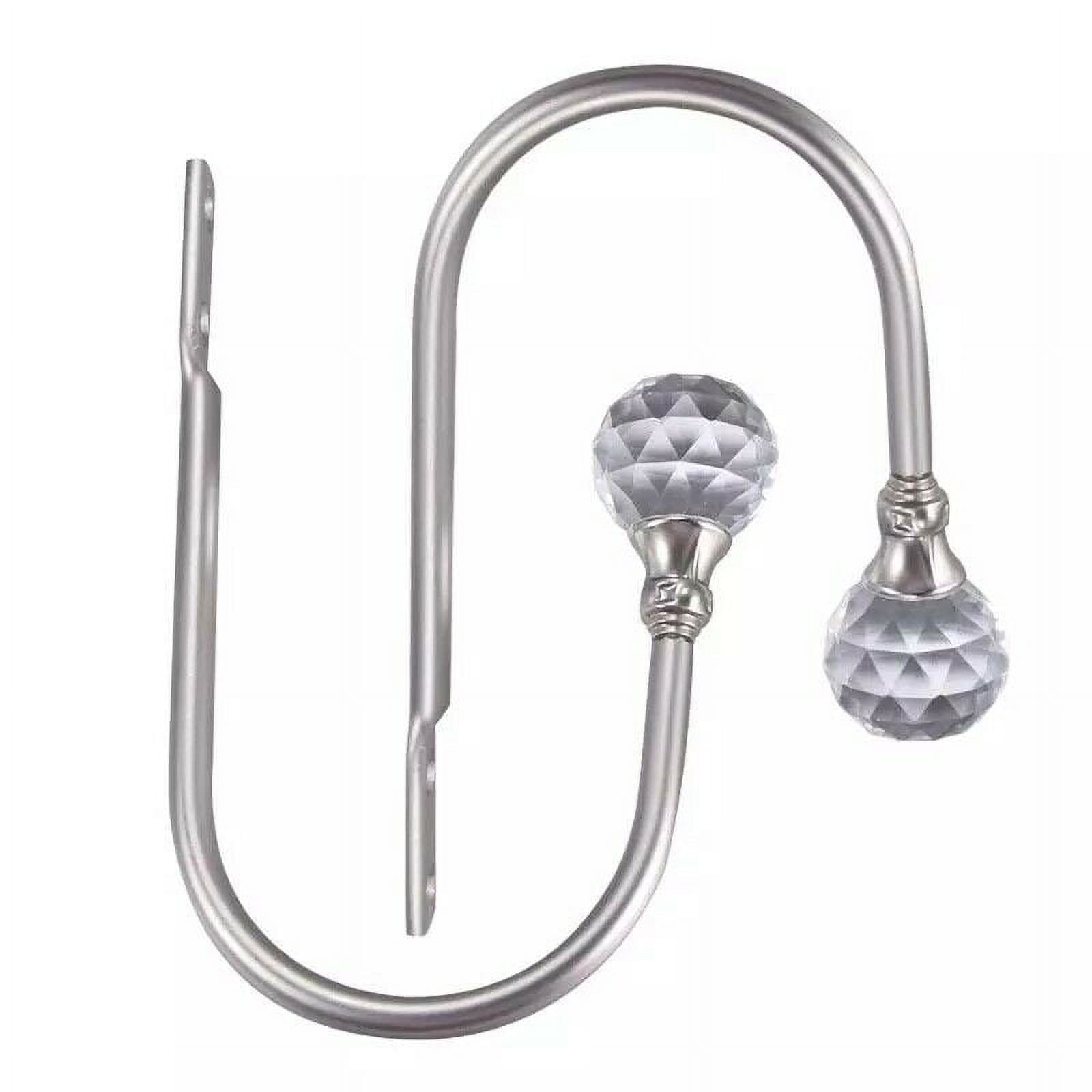 2Pack Curtain Holdbacks, Wall Mounted Window Drapery Hooks with Clear