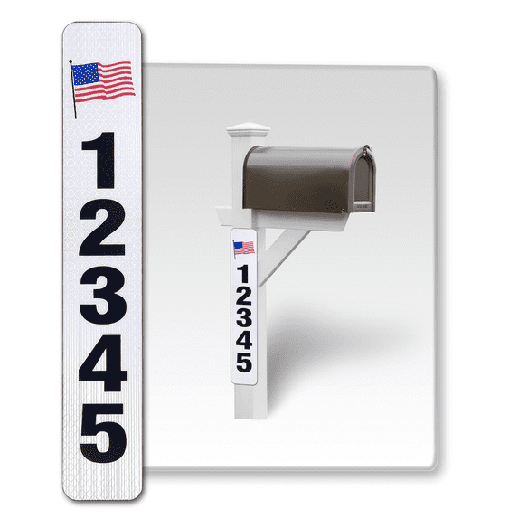 2Pack Customized Mailbox Address Numbers for Outside, 911 Emergency Super Reflective Vertical Home/Office/Apartment Number/Letter Easy Peel and Stick Vinyl Decal (3x10", USA Flag)