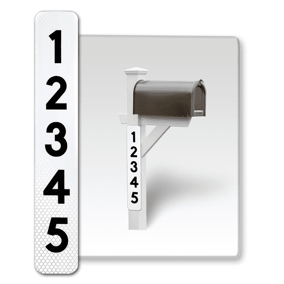 2Pack Customized Mailbox Address Numbers for Outside, 911 Emergency Super Reflective Vertical Home/Office/Apartment Number/Letter Easy Peel and Stick Vinyl Decal (4x15", White)