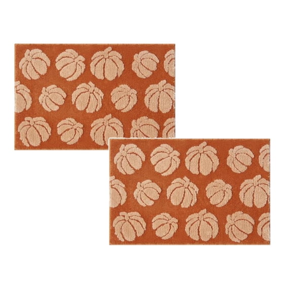 2Pack Cute Pumpkin Bathroom Carpet And Washable Orange Autumn Bath Mat Carpet Hairy Rural Autumn Area Carpet Suitable For Bathroom Kitchen Entr Carpet Home Decor