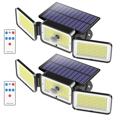 DAYBETTER Solar Outdoor Lights,368 LED Motion Sensor Outdoor Lights,3 Adjustable Heads Security Lights,IP65 Waterproof,270°Wide Angle Flood Wall Light with 3 Modes for Porch,Yard,2 Pack