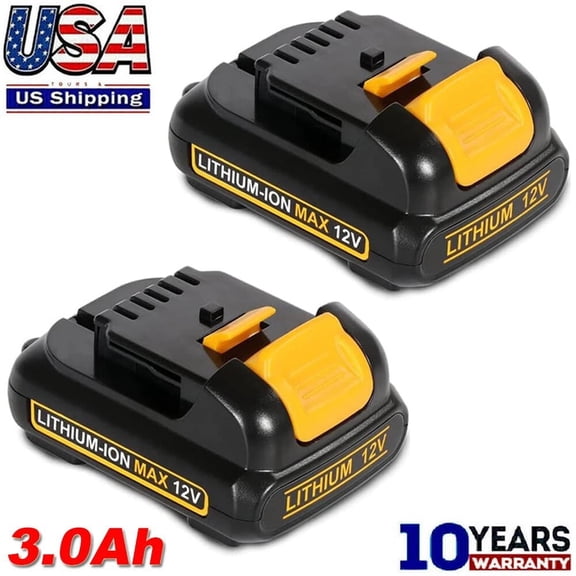 2Pack DCB120 12V 3.0Ah Replacement for 12V Battery DCB121 DCB123 DCB122 DCB124 DCB125 DCB127 Compatible with DW 12 Volt Max Lithium Battery