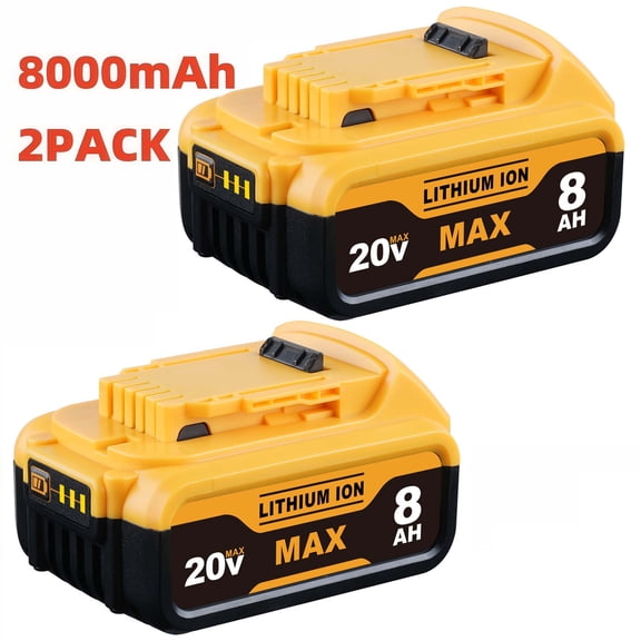 2Pack DCB200 8.0Ah Battery Replacement for 20V Compatible with Deiwalt Cordless Power Tools DCB200 DCB201 DCB203 DCB206 DCB207 Battery