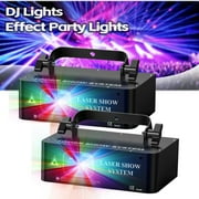 2Pack DJ Laser Party Light, RGB Laser Scanner Beam Effect Stage Light Sound Activated LED Stage Light for Disco Church Birthday Party Xmas