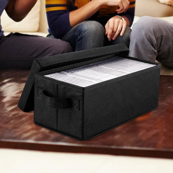 2Pack DVD Storage Box Movie Organizers - Disc Holders with Lids to Store Perfect DVD Case Storage Solution DVD Holder