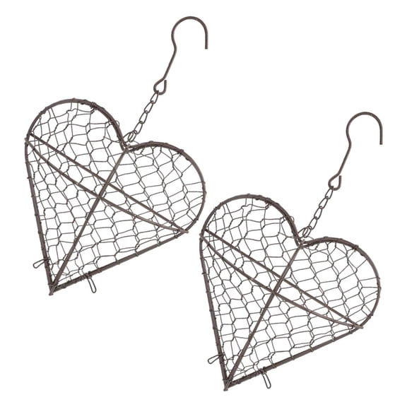 2Pack Decorative Iron Nesting Heart Nesting Materials Storage Box For Wild Bird Nest Building Supply Holder