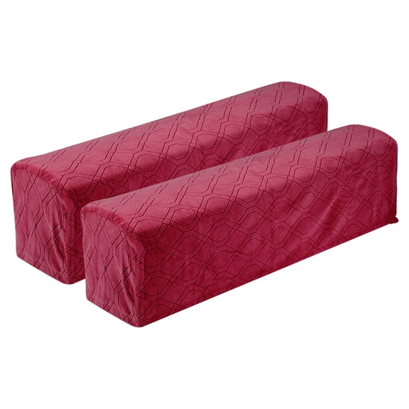 2Pack Diamond Pattern Stretch Armrest Covers, Armchair Slipcovers, Wine Red