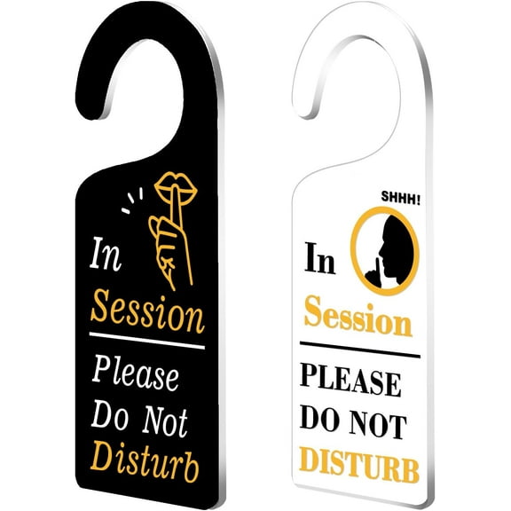 2Pack Do Not Disturb Door Sign Acrylic Notice Door Hanger Sign In Session Door Handle Decorations Sign for Homework Office Schools Business Conference Room Meeting In Session