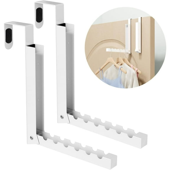 2Pack Over The Door Hooks, No Assembly Required Door Hanger Hook, Foldable Sturdy Over The Door Coat Rack, Over Door Hanger Door Hooks for Hanging Clothes, Towels, Hats