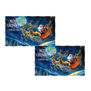 2Pack Double 3X5 Feet Weighted 150D Merry Garden Outdoor Merry Banner With Brass Suitable For Holiday Parties Courtyard Wall Flags_ Banners & Accessories Home Decor