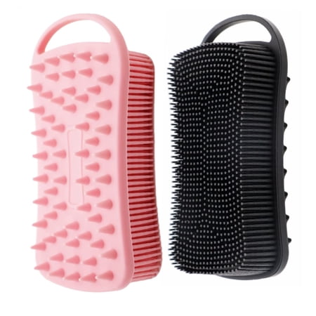 2Pack Dual Sided Silicone Body Scrubber for Exfoliating, Shower&Scalp Massage, 2 in 1 Bath&Shampoo Brush,Soft Body Exfoliator Silicone Loofah Shower Scrubber Brush for All Kinds of Skin