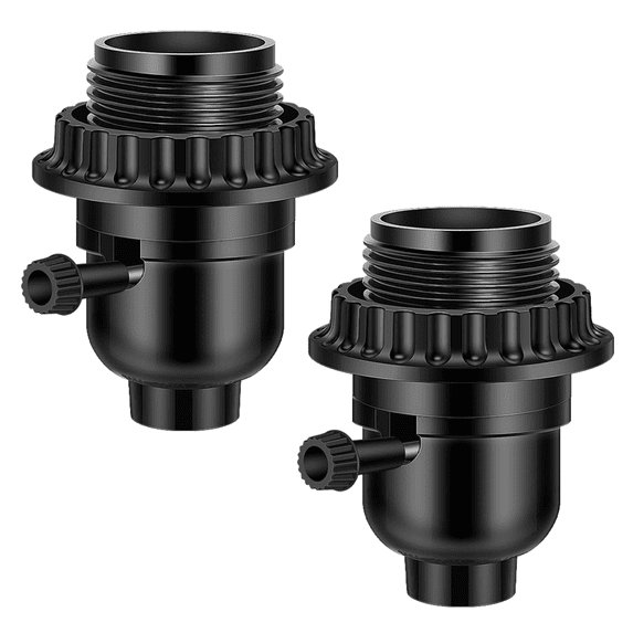 Threaded Light Socket Base 2Pack E26 Light Socket, Threaded Lamp Socket Replacement with ON/Off ...