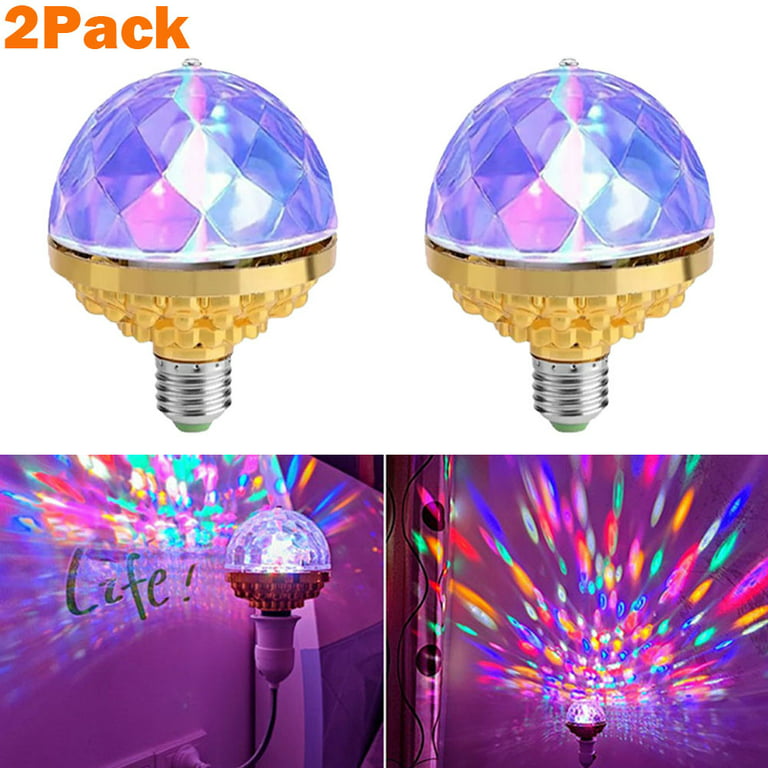 2Pack E27 LED Party Bulb Rotating Disco Light Bulb RGB Crystal Stage Bulb  Color Changing LED Ball Lamp Bulb Party Stage Lights Bulb For Disco  Birthday
