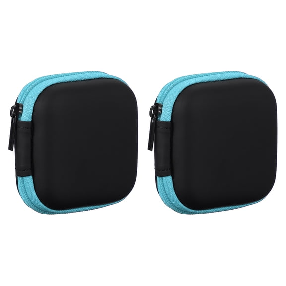 2Pack Earbuds Case, 2.95 x 2.95 x 1.38inch Portable Earbud Carrying Case, Blue