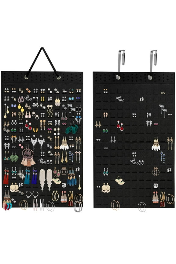 2Pack Earring Organizer Hanging Earring Holder, Holds Up To 330 Pairs, Soft Felt Wall Mount Earring Display Holder Stud Earrings Organizer for Women Girls