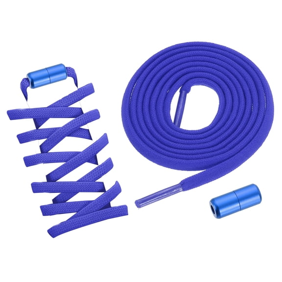 2Pack Elastic Shoe Laces Buckle Lock No Tie Shoelace Turnbuckle Blue