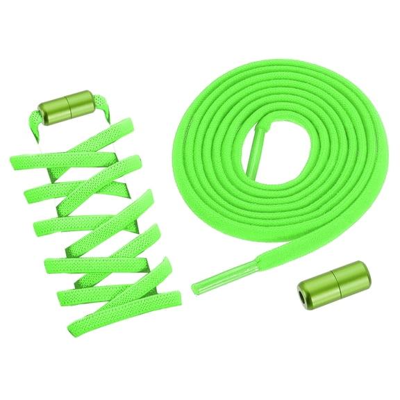 2Pack Elastic Shoe Laces Buckle Lock No Tie Shoelace Turnbuckle Fluorescent Green