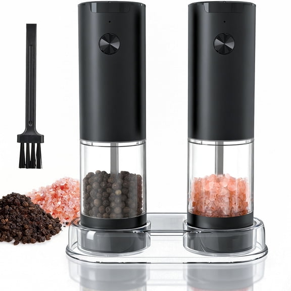 TINANA Electric Salt and Pepper Grinder Set, Automatic Battery-Powered Pepper Mill Shakers with Adjustable Coarseness, One-Hand Operation, Kitchen Gift for Home Cooking & BBQ