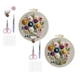 thumbnail image 1 of 2Pack Embroidery Kit For Beginners Cross Stitch Kits Needlepoint Set Colorful Flowers Patterns Embroidery Thread Kit For Craft Lover Hand Stitch With Threads Hoop Fabric-Floral, 1 of 4