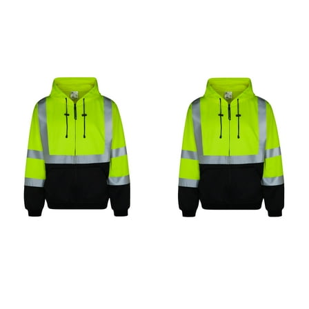 2Pack Everyday ANSI Class 3 9oz Full-Zip Sweatshirts / Hoodie (LIME)