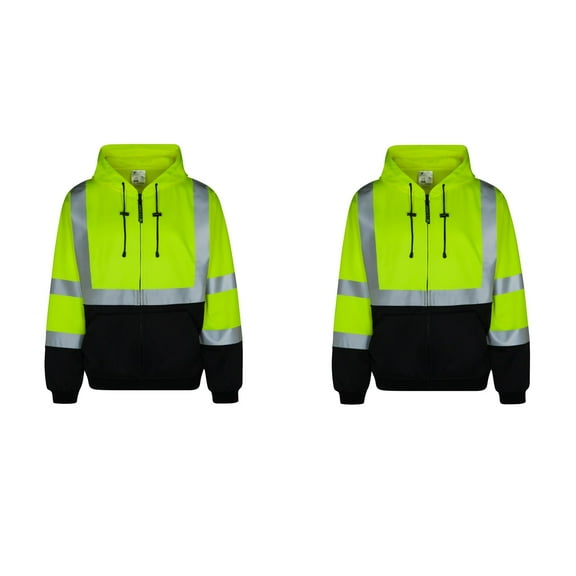 2Pack Everyday ANSI Class 3 9oz Full-Zip Sweatshirts / Hoodie (LIME)