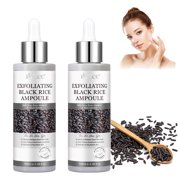2Pack Exfoliating Black Rice Ampoule with Rice Bran Water & Niacinamide Gently Smooths & Brightens Skin for a Healthy Glow, All Skin Types