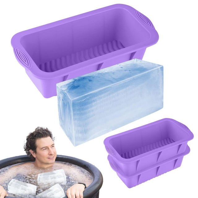 2PC Large Silicone Ice Cubes Molds Reusable Giant Ice Cubes Bricks Maker Molds Big Ice Tray For Coolers &Ice Bath Tub Cold Plunges Water Chiller Accessorie