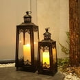 thumbnail image 1 of 2Pack Extra Large Outdoor Lanterns, 25" Black Flameless Candle Holders Decorative for Patio, Metal Frame with Glass, Vintage Farmhouse Front Porch Decor, Garden, Pathway, Balcony, Yard Decor, 1 of 7