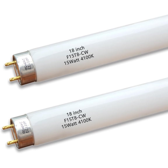2Pack F15W-T8-CW Cool White 15 Watt Fluorescent Bulb,F15T8/CW 4100K Linear Light,T8 Tube for RV, Plant Lighting, Fish Tank