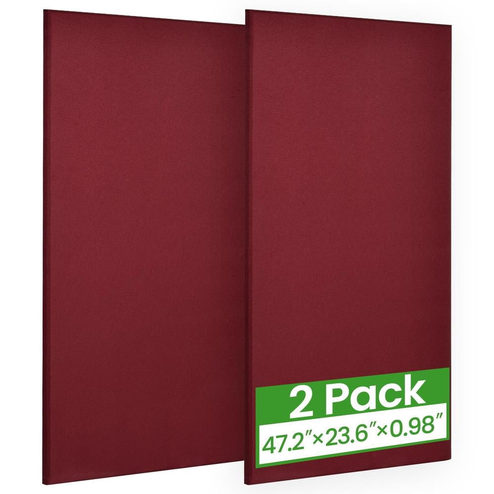 2Pack Fiberglass Acoustic Panels, Sound Dampening Panels for Studios, Office, Home Theater Soundproofing Absorbing Noise Reducing, 23.6x47.2x0.98" Red