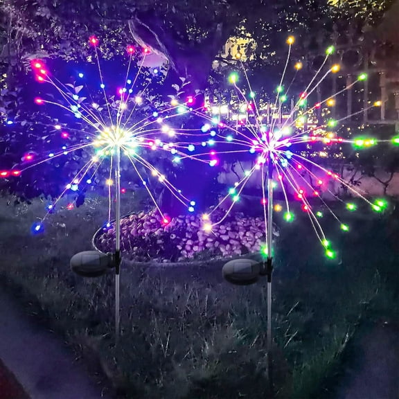 2Pack Firework Waterproof Solar Garden Lights - Stunning Multicolor Lighting for Outdoor Decor L0035