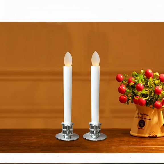2Pack Flameless Taper Candles Battery Operated with Remote Timer, Flickering LED Window Candles for Christmas Wedding Home Decor