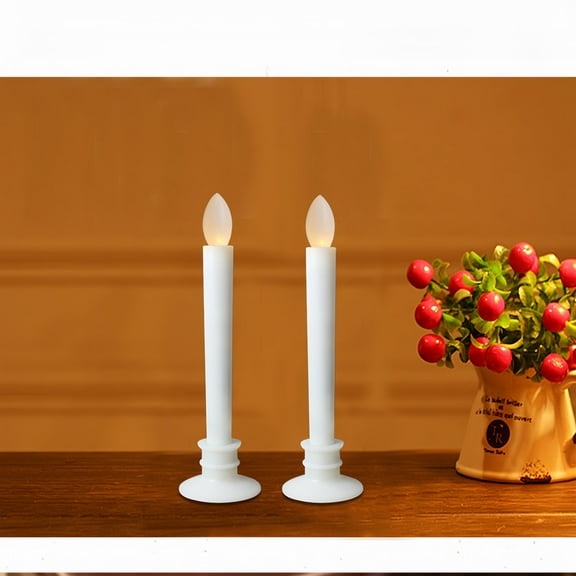 2Pack Flameless Taper Candles Battery Operated with Remote Timer, Ivory Flickering LED Window Candles for Christmas Wedding Home Decor