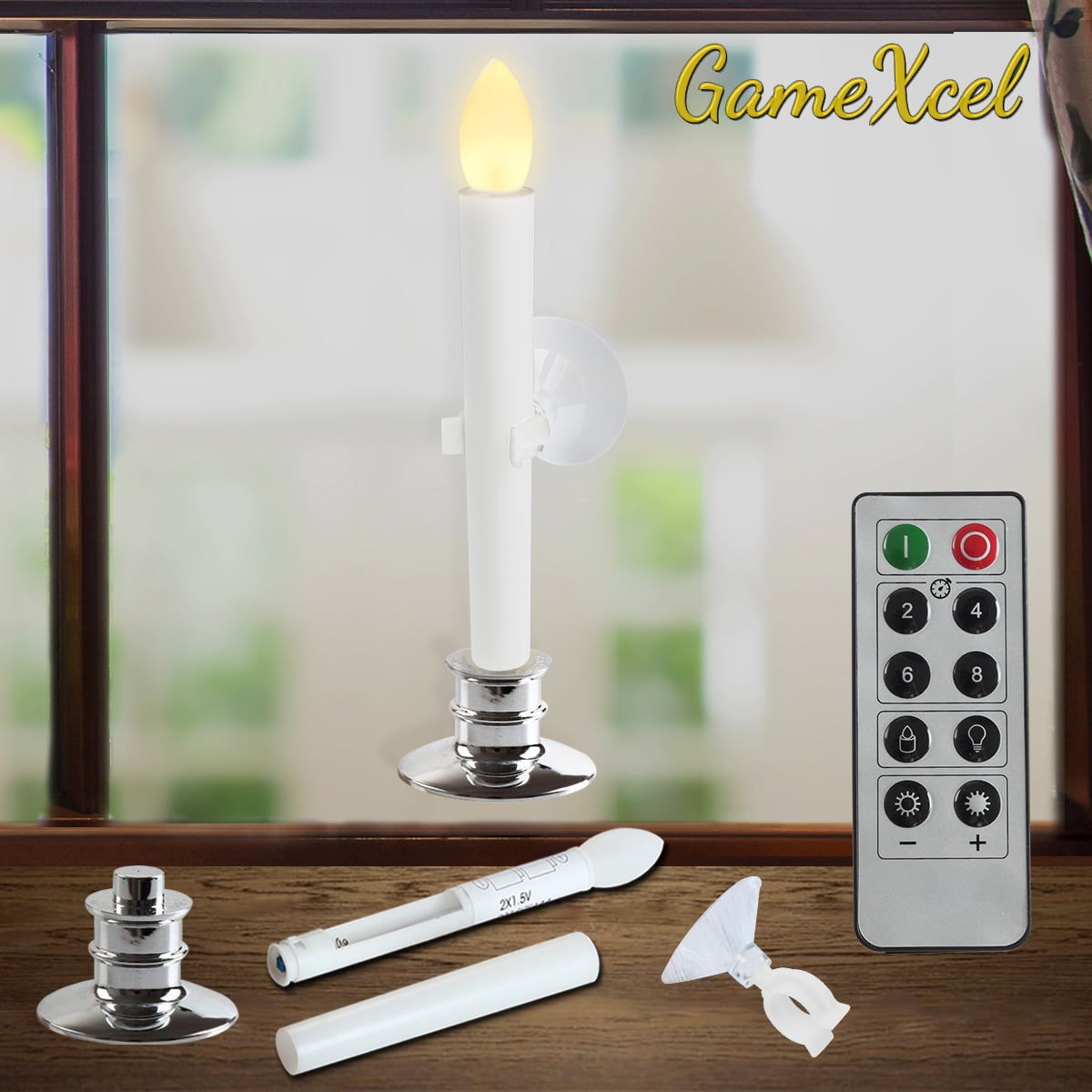 2Pack Flameless Taper Candles Led Light with Remote,Suction Cups and