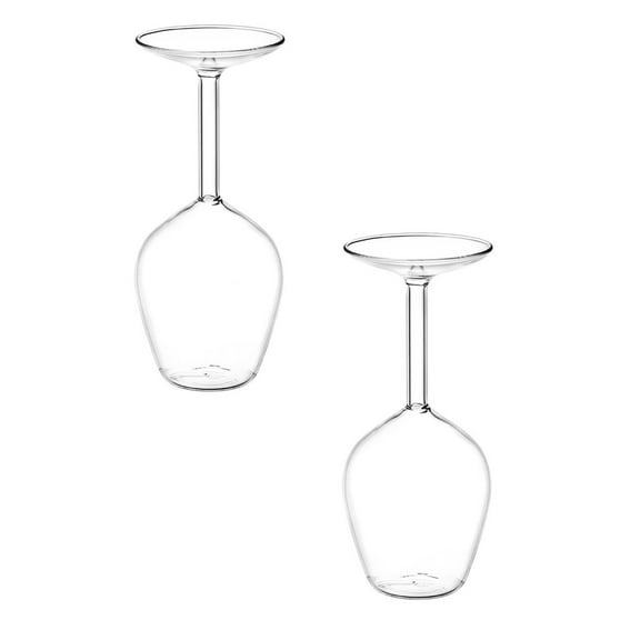 2Pack Flipglass 14 Oz Upside Down Glass Unique Inverted Down Red Glasses Funky Stemmed Upside Down Cups For Fool'S Day Christmas Glass&Bottle Home Decor