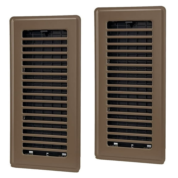 2Pack Floor Register 4x10 Inch Heavy Duty Floor Vents, Metal Heat Air Vent Covers Rust Proof Finish 4 x 10'' Floor Vent Covers for Home Heater Floor Registers Grilles & Vents-Brown